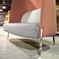 Fractal Settee High Back – Pink Upholstery with 84-Inch W Light Gray Seat