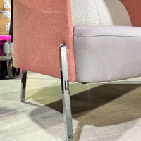 Fractal Settee High Back – Pink Upholstery with 84-Inch W Light Gray Seat