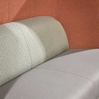 Fractal Settee High Back – Pink Upholstery with 84-Inch W Light Gray Seat