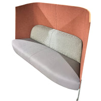 Fractal Settee High Back – Pink Upholstery with 84-Inch W Light Gray Seat