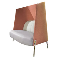Fractal Settee High Back – Pink Upholstery with 84-Inch W Light Gray Seat