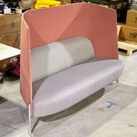 Fractal Settee High Back – Pink Upholstery with 84-Inch W Light Gray Seat