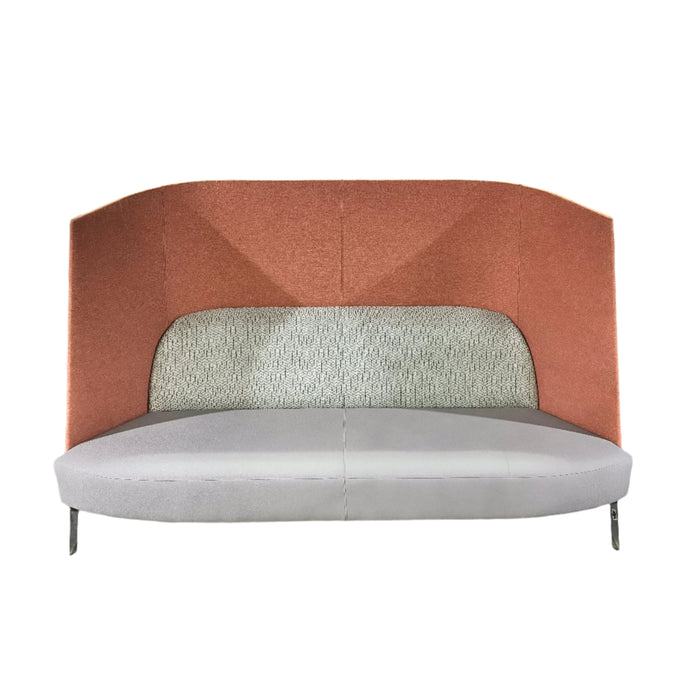Fractal Settee High Back – Pink Upholstery with 84-Inch W Light Gray Seat