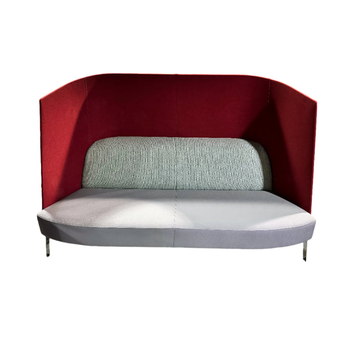 Fractal Settee High Back – Red Upholstery with 84-Inch W Light Gray Seat