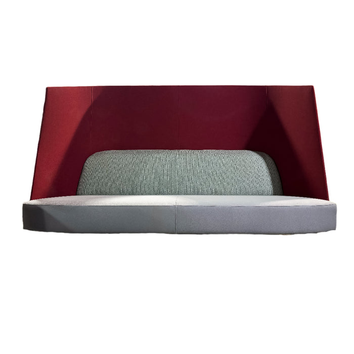 Fractal Settee High Back – Red Upholstery with 84-Inch W Light Gray Seat