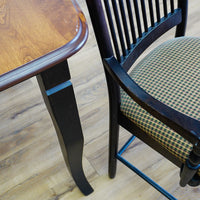 60-80-Inch Dining Table in Dark Wood with Leaf and 4 High-back Chairs