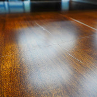 60-80-Inch Dining Table in Dark Wood with Leaf and 4 High-back Chairs
