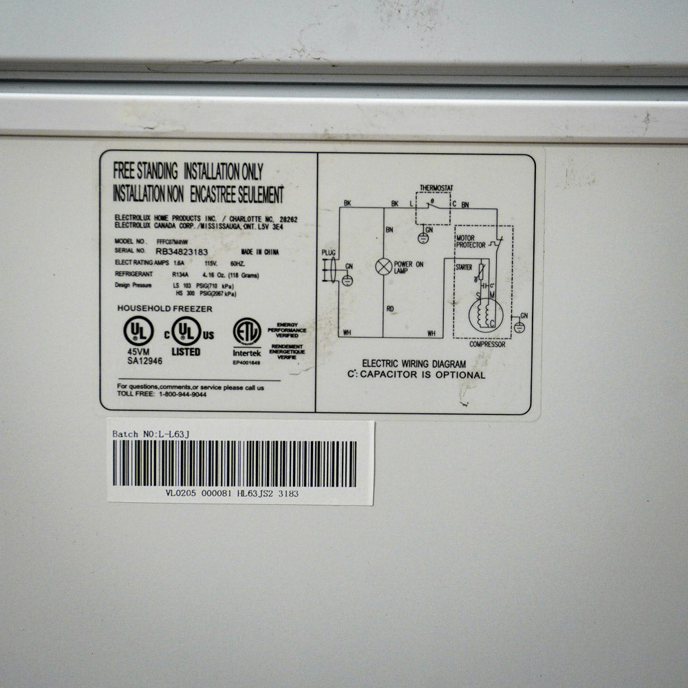 37x22x33 Inch Frigidaire Chest Freezer – Model FFFC07M4NW