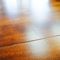 60-80-Inch Dining Table in Dark Wood with Leaf and 4 High-back Chairs