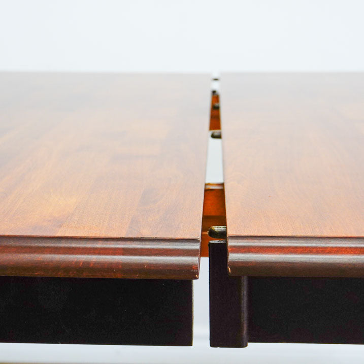 60-80-Inch Dining Table in Dark Wood with Leaf and 4 High-back Chairs