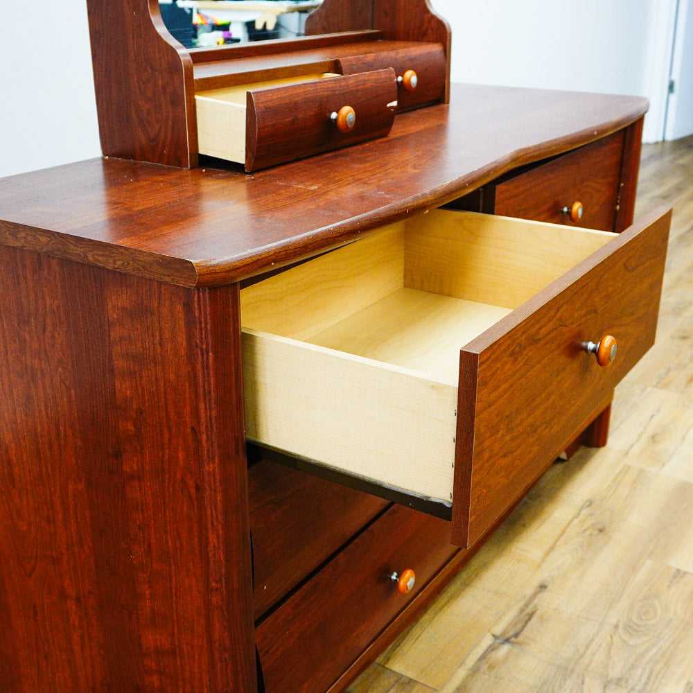 51x19x30-Inch 8‑Drawer Wood Dresser with 28x6x42-Inch Mirror