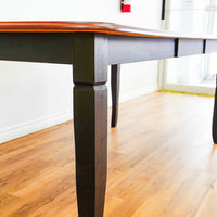 60-80-Inch Dining Table in Dark Wood with Leaf and 4 High-back Chairs