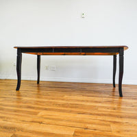 60-80-Inch Dining Table in Dark Wood with Leaf and 4 High-back Chairs