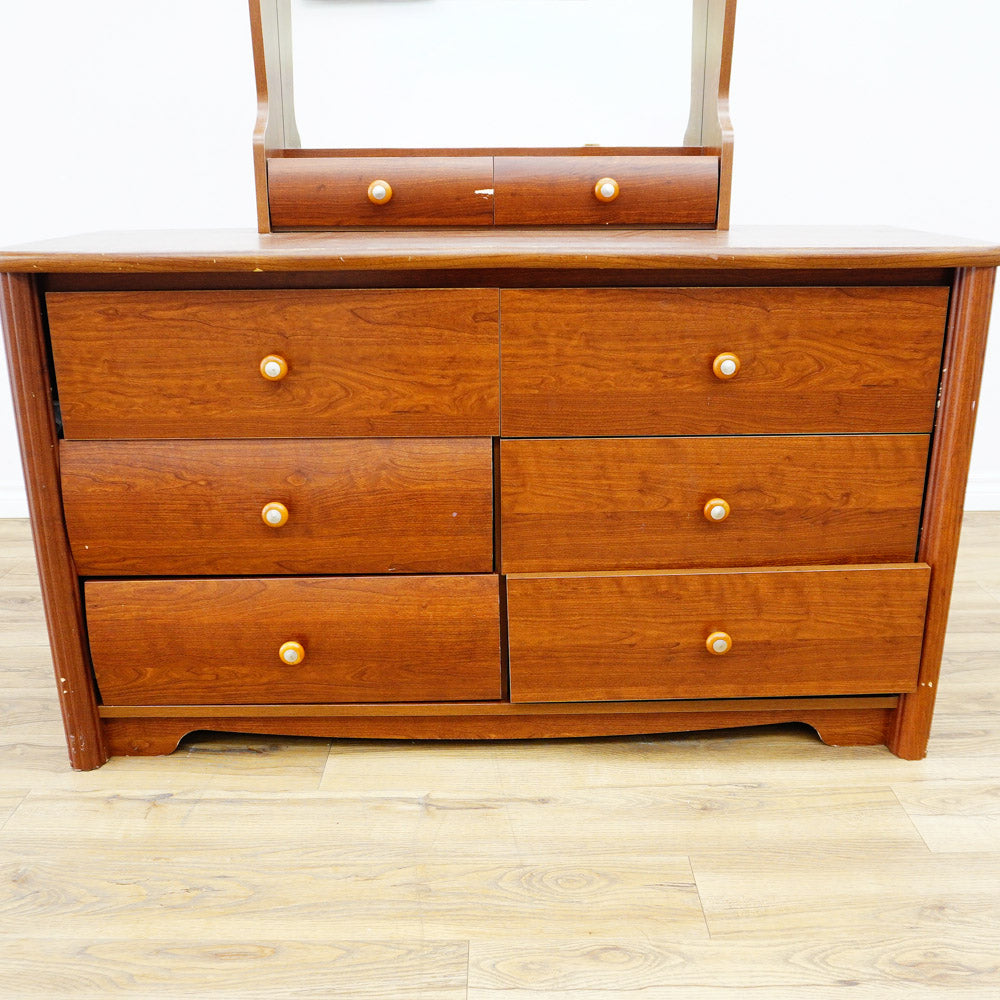 51x19x30-Inch 8‑Drawer Wood Dresser with 28x6x42-Inch Mirror