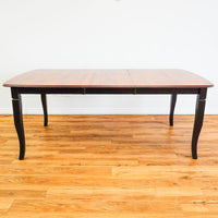 60-80-Inch Dining Table in Dark Wood with Leaf and 4 High-back Chairs