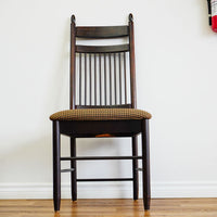 60-80-Inch Dining Table in Dark Wood with Leaf and 4 High-back Chairs