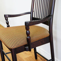 60-80-Inch Dining Table in Dark Wood with Leaf and 4 High-back Chairs