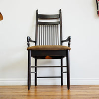 60-80-Inch Dining Table in Dark Wood with Leaf and 4 High-back Chairs