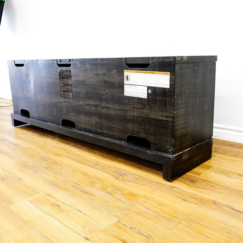 65x16x23-Inch Grey Wooden Media Console with Glass and Solid Doors