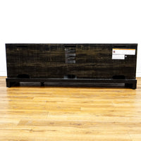 65x16x23-Inch Grey Wooden Media Console with Glass and Solid Doors