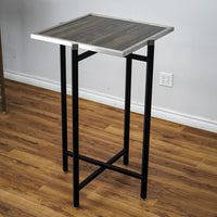 26in. Square Reversible Brown-Tone Laminate Table, Collapsible Metal Frame