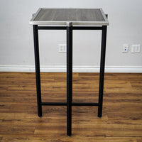26in. Square Reversible Brown-Tone Laminate Table, Collapsible Metal Frame