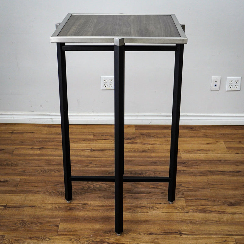 26in. Square Reversible Brown-Tone Laminate Table, Collapsible Metal Frame