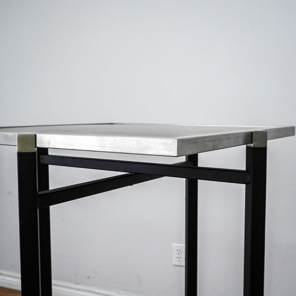 26in. Square Reversible Brown-Tone Laminate Table, Collapsible Metal Frame