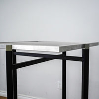 26in. Square Reversible Brown-Tone Laminate Table, Collapsible Metal Frame