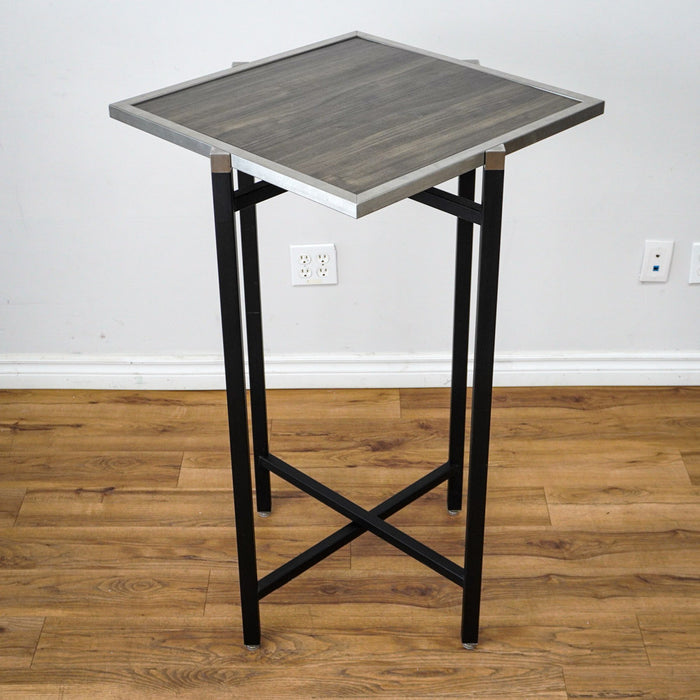26in. Square Reversible Brown-Tone Laminate Table, Collapsible Metal Frame