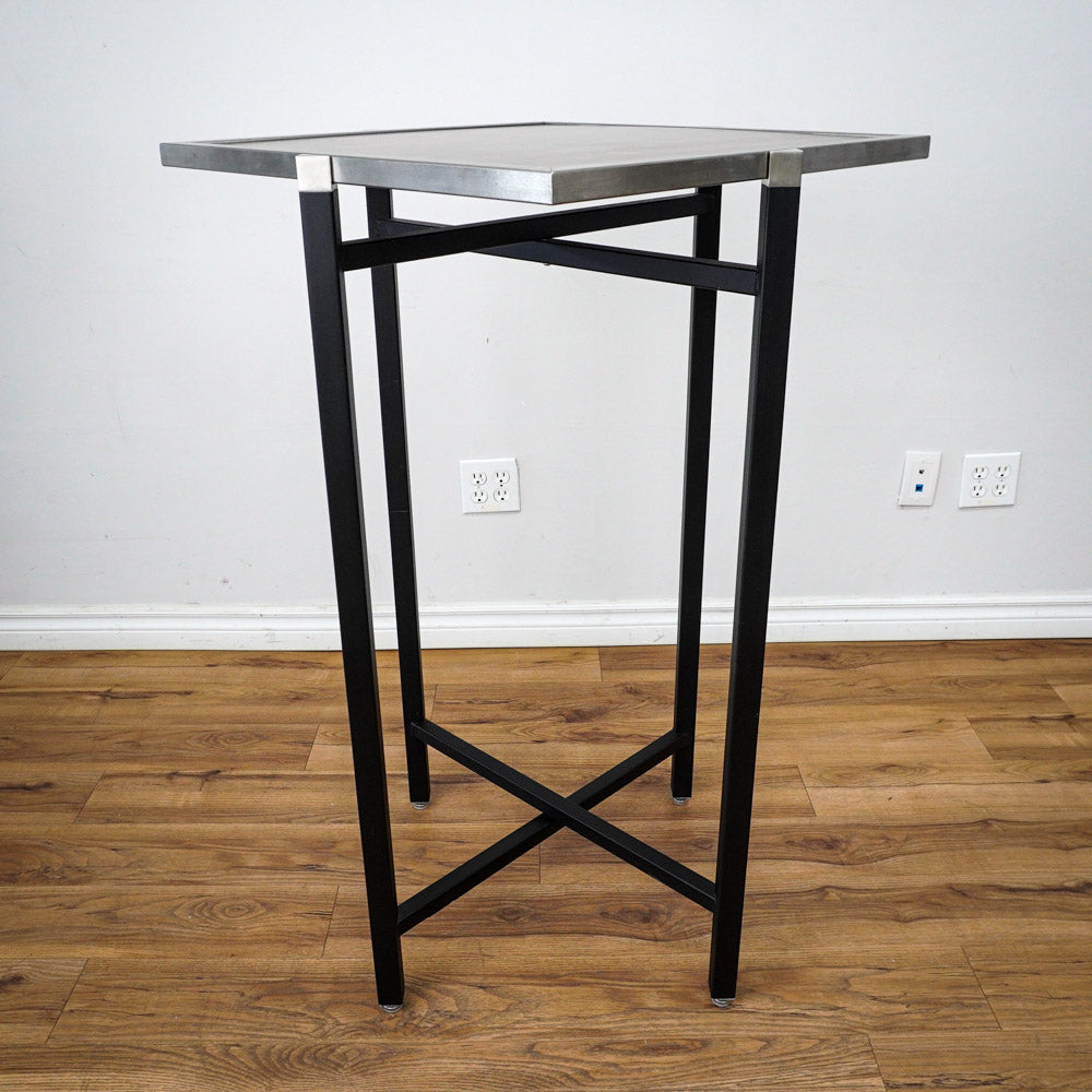 26in. Square Reversible Brown-Tone Laminate Table, Collapsible Metal Frame