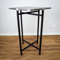 26in. Square Reversible Brown-Tone Laminate Table, Collapsible Metal Frame