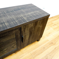 65x16x23-Inch Grey Wooden Media Console with Glass and Solid Doors