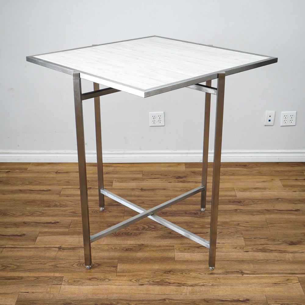 38in. Square Reversible Mixed Grey Laminate Table, Collapsible Metal Frame