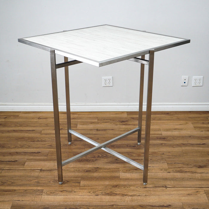 38in. Square Reversible Mixed Grey Laminate Table, Collapsible Metal Frame