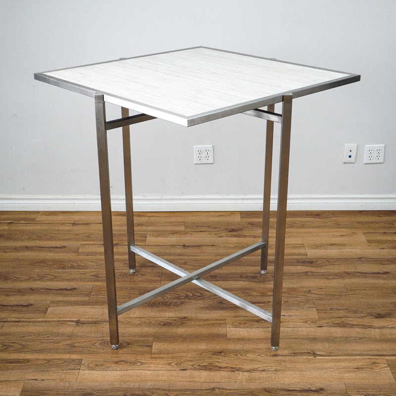 38in. Square Reversible Mixed Grey Laminate Table, Collapsible Metal Frame