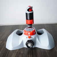 10-Inch Rainwave Multi-Pattern Rotary Sprinkler in Red with Timer on Base