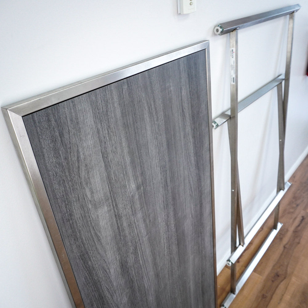 62×32-in. Reversible Grey-Tones Laminate Table with Collapsible Metal Frame