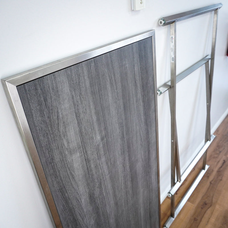 62×32-in. Reversible Grey-Tones Laminate Table with Collapsible Metal Frame