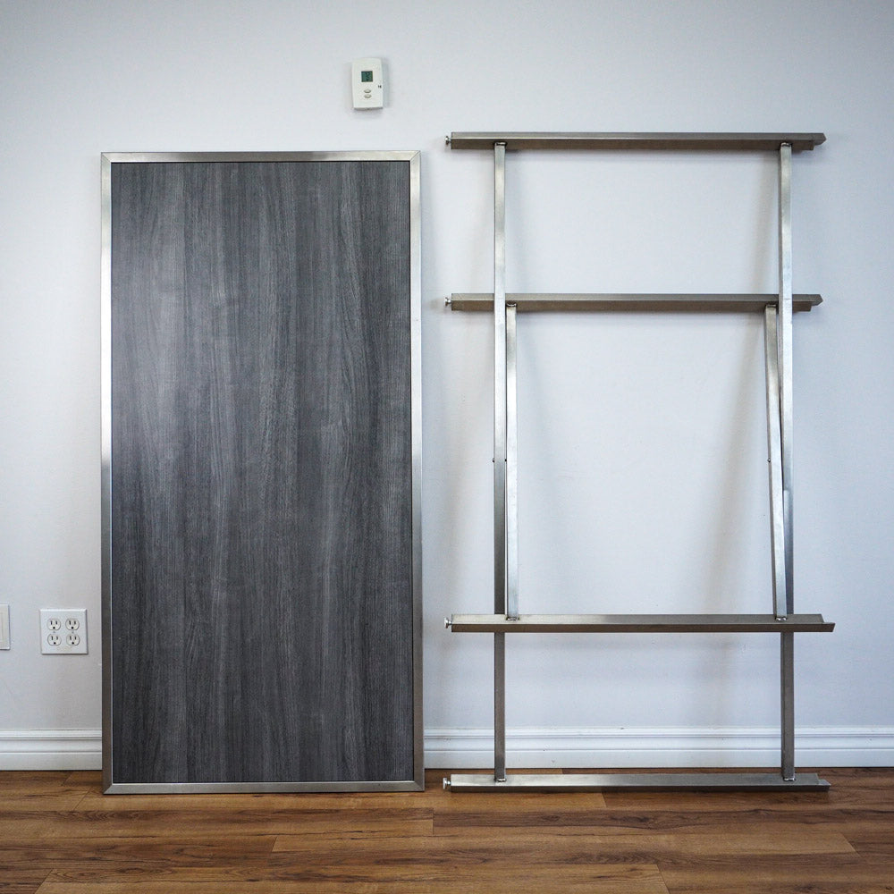 62×32-in. Reversible Grey-Tones Laminate Table with Collapsible Metal Frame