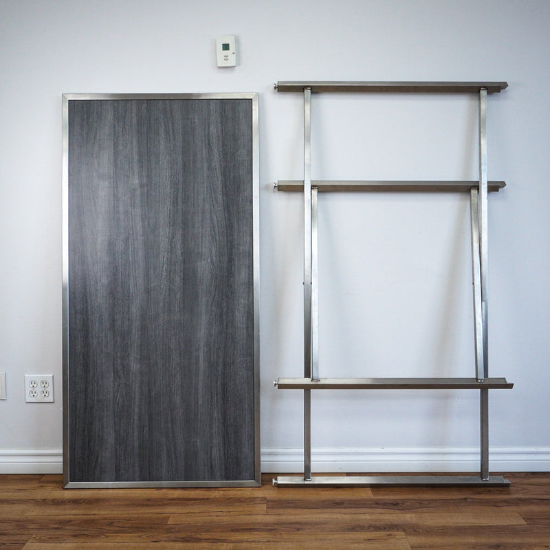 62×32-in. Reversible Grey-Tones Laminate Table with Collapsible Metal Frame