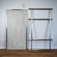 62×32-in. Reversible Grey-Tones Laminate Table with Collapsible Metal Frame