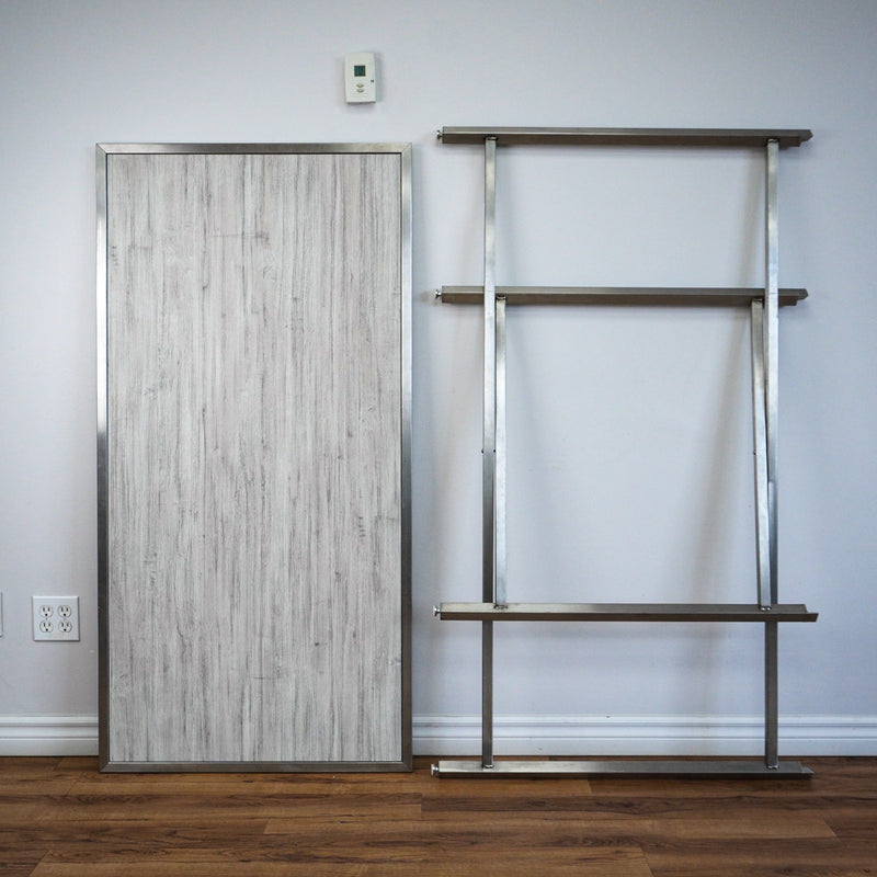 62×32-in. Reversible Grey-Tones Laminate Table with Collapsible Metal Frame
