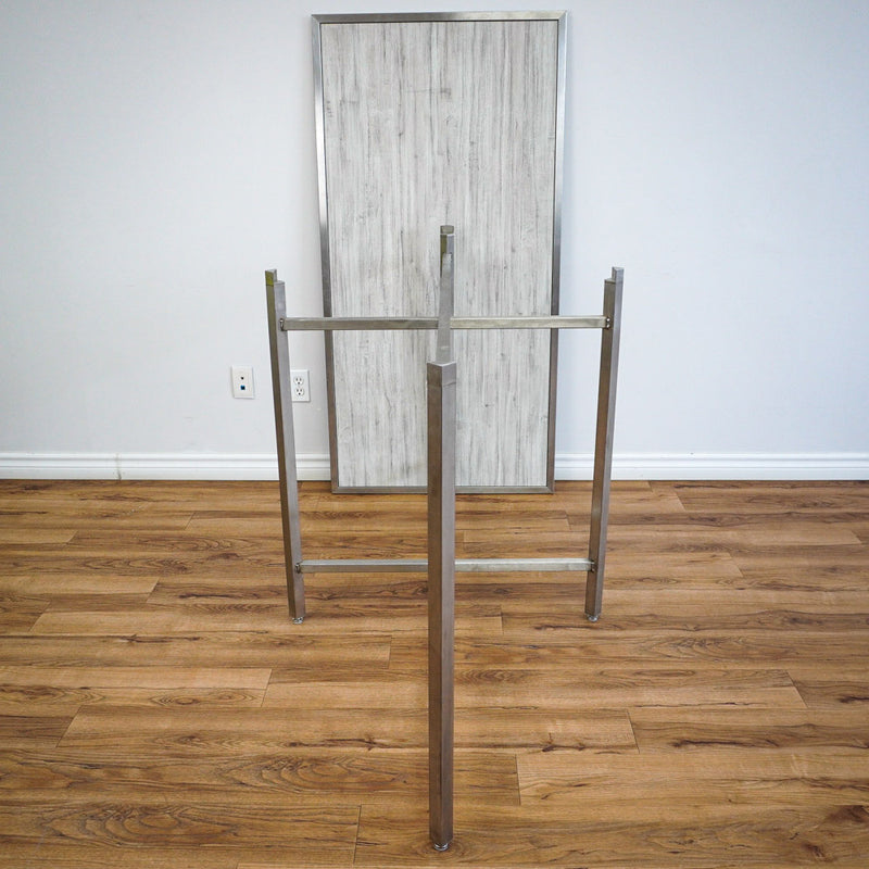 62×32-in. Reversible Grey-Tones Laminate Table with Collapsible Metal Frame
