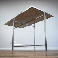 62×32-in. Reversible Grey-Tones Laminate Table with Collapsible Metal Frame