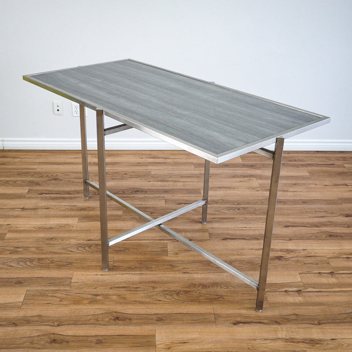 62×32-in. Reversible Grey-Tones Laminate Table with Collapsible Metal Frame