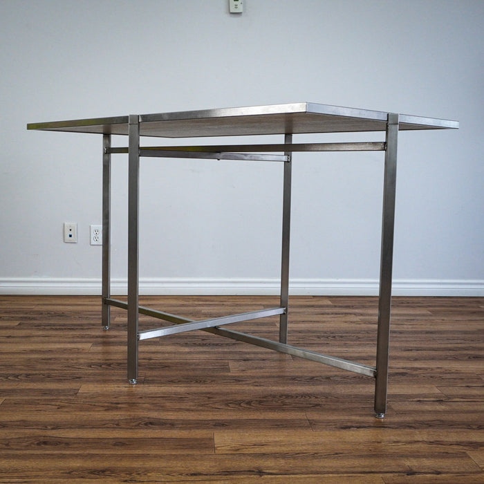 62×32-in. Reversible Grey-Tones Laminate Table with Collapsible Metal Frame