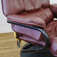 Swivel Recliner Chair in Maroon Leather – 27x24x39-Inch
