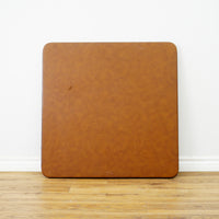 Brown Faux Leather 34-Inch Square Folding Table – Curved Edges