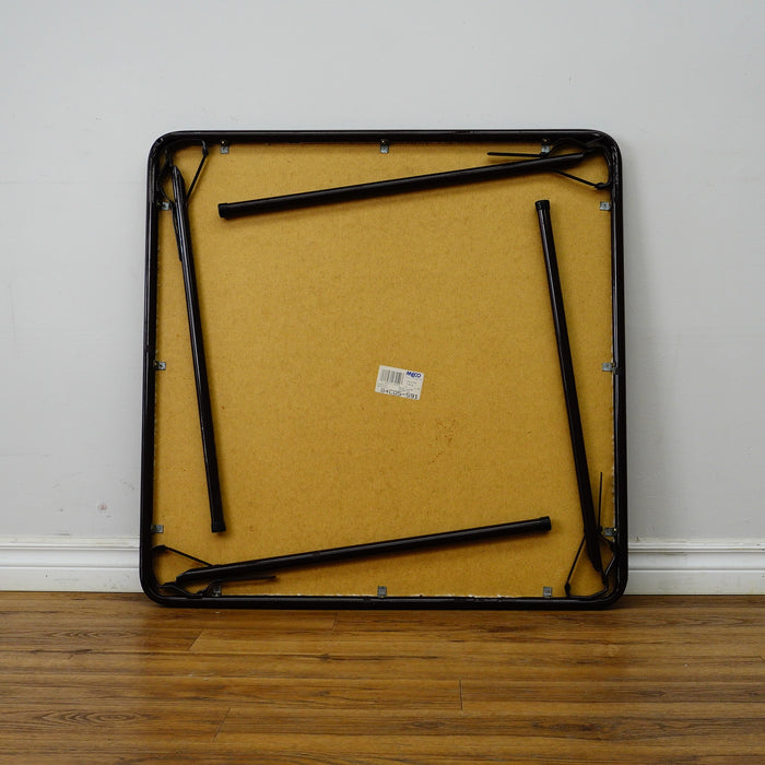 Brown Faux Leather 34-Inch Square Folding Table – Curved Edges